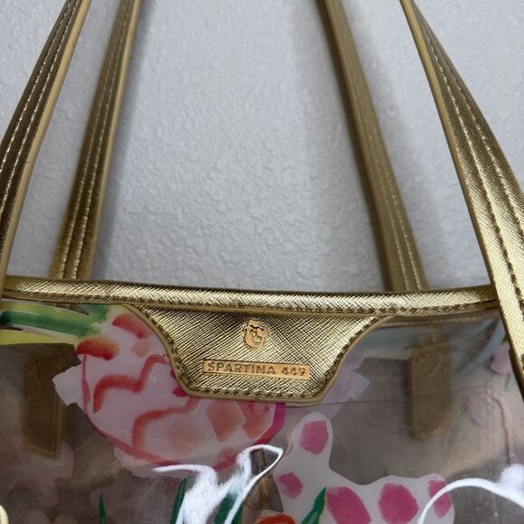 Spartina 449 Retreat Clear Beach Tote Flamingo Floral Clear - Picture 3 of 4